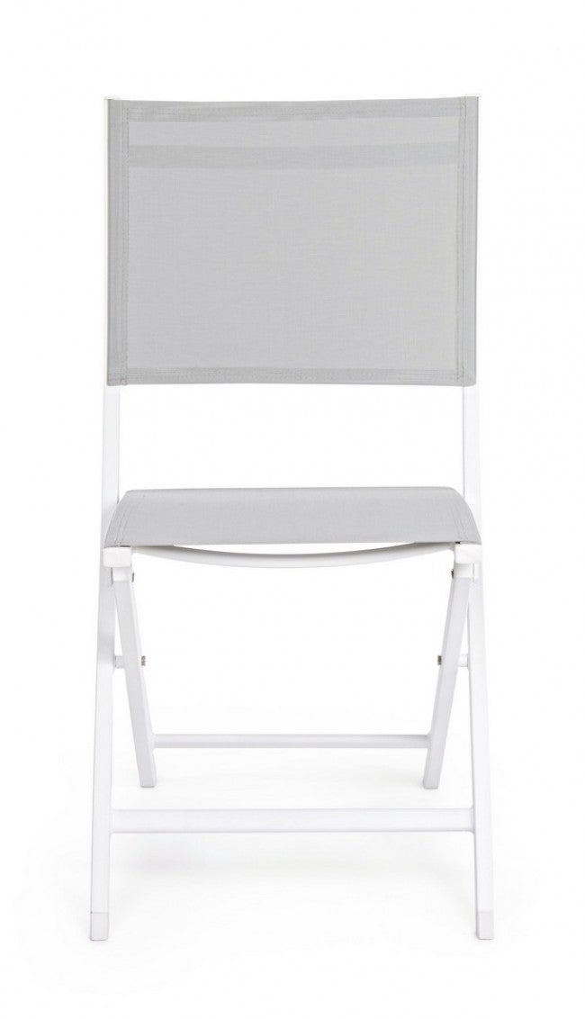 Sedia Per Esterno In Alluminio Bianco Grigio Elin 47X57X H88 Cm