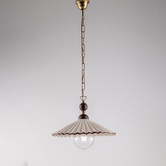 Lampadario a sospensione in ferro bronzato Bianco e Marrone 40x h22 cm