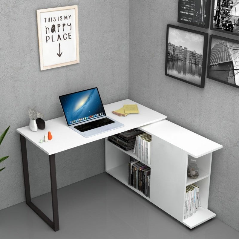 Scrivania con libreria reversibile Bianco OSLO 120x60x h74 cm EFFEZ