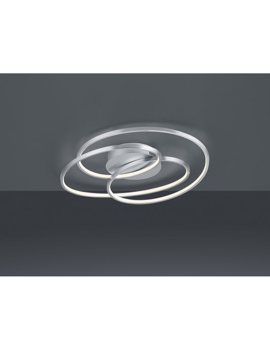 Plafoniera Gale 3 Cerchi Nichel Opaco Led 38,5w Dimmerabile L60 cm Trio Lighting