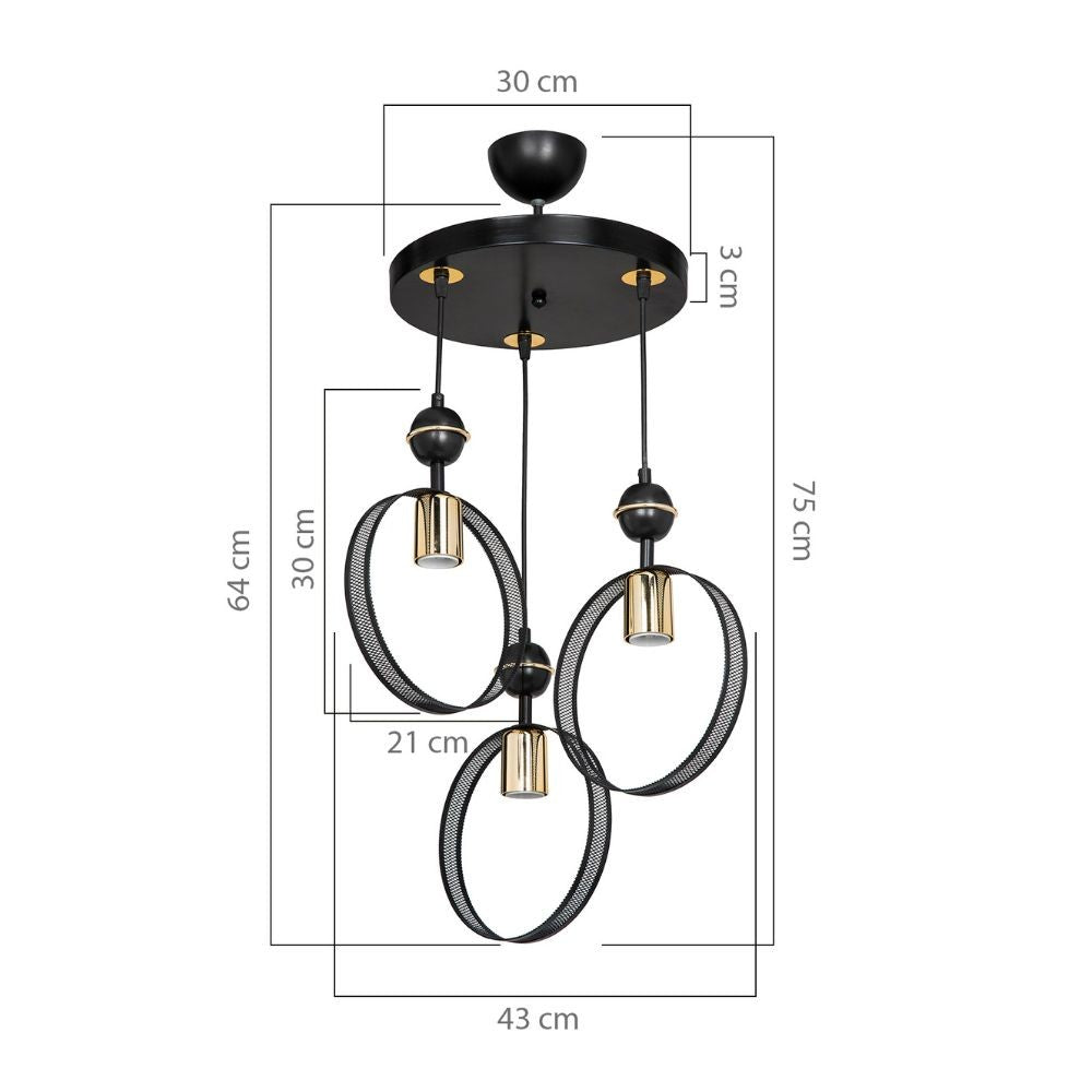 Lampada a sospensione Esin con tre portalampade a cerchio MDL4423 EFFEZ