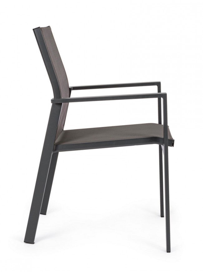 Sedia con braccioli Crozet da esterno dark antracite