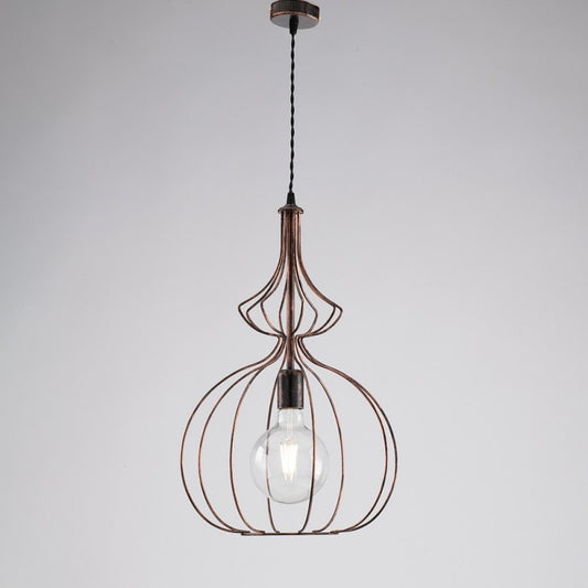 Lampadario moderno  urban industrial nero rame cm 35
