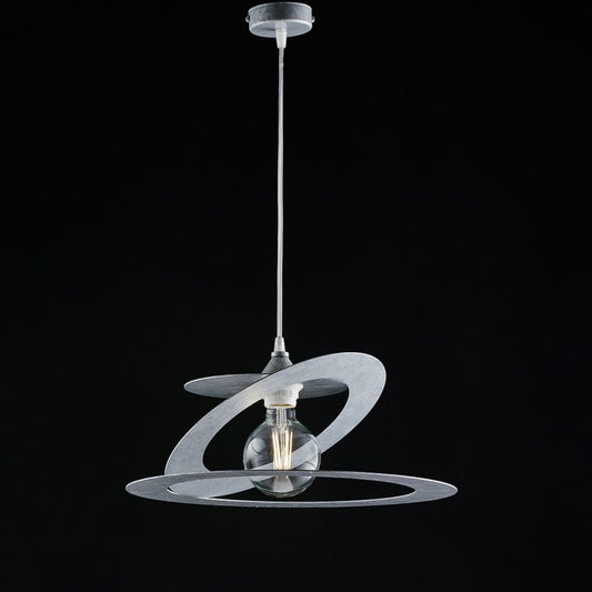 Lampadario a sospensione in taglio laser ferro Grigio Argento  40x h18 cm